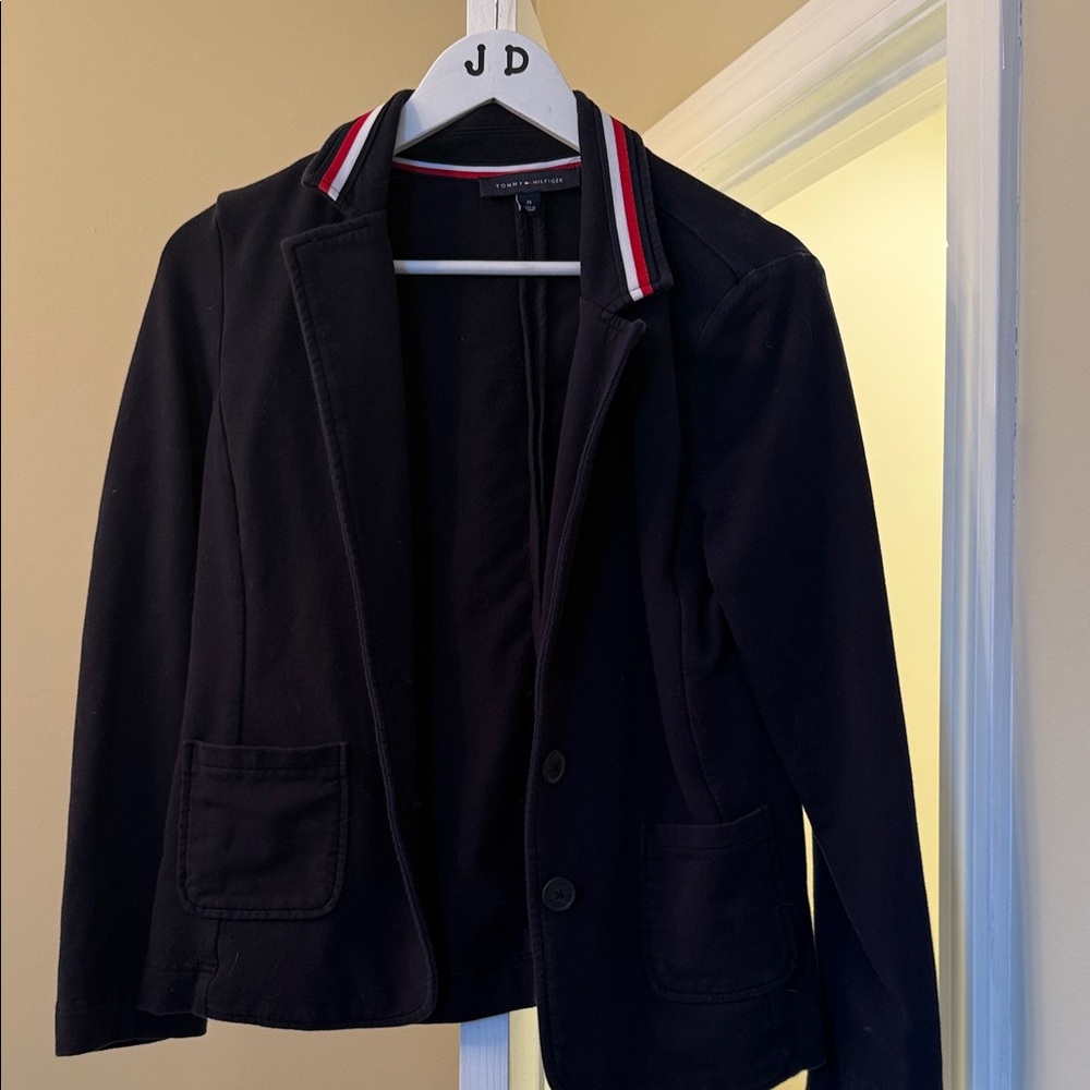 Tommy Hilfiger Black Jacket with Red and White Accents